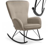 tectake® Mecedora con Respaldo Grande y cojín extraíble, Acolchado Grueso, Estructura de Acero Resistente, sillón, Silla Relax, butaca Dormitorio, Mecedora Lactancia - Negro/Gris Pardo