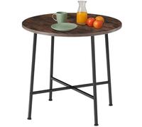 tectake® Mesa Comedor Industrial, Redonda, Madera y Acero, Estilo Industrial, Pies Ajustables, Muebles de Salon, Mesa Cocina - 80 x 80 x 76 cm Madera Industrial Oscura, Rústica