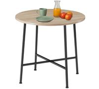 tectake® Mesa Comedor Industrial, Redonda, Madera y Acero, Estilo Industrial, Pies Ajustables, Muebles de Salon, Mesa Cocina - 80 x 80 x 76 cm Madera Industrial Clara, Roble Sonoma