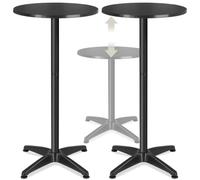 tectake® Mesa de Bistró Plegable 2 en 1, Aluminio, Ø 60 Cm, 75/115 Cm | Resistente a la intemperie, capacidad carga 60 kg, patas regulables, tablero MDF revestido, muy fácil de limpiar, plateado