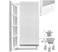 tectake® mosquiteras para puertas, malla mosquitera metalica, con tela mosquiteras, red mosquitera puerta, resistente a la intemperie, marco aluminio - 95 x 210 cm Blanco