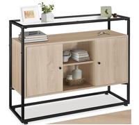 tectake® Mueble TV Salon de Estilo Industrial, Aparador con 2 Armarios y 3 Estantes, Tablero Madera, Muebles Salon, Mesa TV - 100 x 38 x 80,5 cm Madera Industrial Clara, Roble Sonoma
