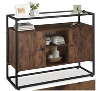 tectake® Mueble TV Salon de Estilo Industrial, Aparador con 2 Armarios y 3 Estantes, Tablero Madera, Muebles Salon, Mesa TV - 100 x 38 x 80,5 cm Madera Industrial Oscura, Rústica