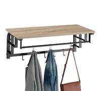 tectake® Percheros Pared, Perchero Entrada Recibidor, Colgador Pared, Muebles de Entrada, Colgadores, Diseño Estable con Ganchos Extraíbles - 30 x 66 x 27 cm Madera Industrial Clara, Roble Sonoma