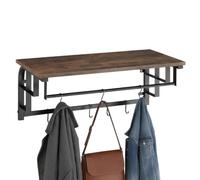 tectake® Percheros Pared, Perchero Entrada Recibidor, Colgador Pared, Muebles de Entrada, Colgadores, Diseño Estable con Ganchos Extraíbles - 30 x 66 x 27 cm Madera Industrial Oscura, Rústica