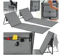 tectake® Set de 2 Esterillas de Playa Plegables con Respaldo Ajustable, Tumbona Plegable Ligera, Tumbona Playa con Asa de Transporte y Relleno de Espuma, Tumbonas Jardín Exterior, Piscina, Camping