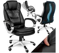 tectake® Silla EJECUTIVA DE DISEÑO, Silla Giratoria Oficina, Sillón Ergonómico con Acolchado, Altura Ajustable, Silla Oficina Ergonomica, Sillas Escritorio - Negro