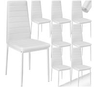 tectake® sillas de Comedor Acolchadas, Funda de Cuero sintético, Respaldo Alto, Patas de Acero, Montaje Sencillo, sillas Comedor Modernas, Muebles Salon Modernos, Silla nordica - 8 Sillas Blanco