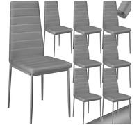 tectake® sillas de Comedor Acolchadas, Funda de Cuero sintético, Respaldo Alto, Patas de Acero, Montaje Sencillo, sillas Comedor Modernas, Muebles Salon Modernos, Silla nordica - 8 Sillas Gris
