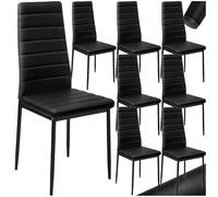tectake® sillas de Comedor Acolchadas, Funda de Cuero sintético, Respaldo Alto, Patas de Acero, Montaje Sencillo, sillas Comedor Modernas, Muebles Salon Modernos, Silla nordica - 8 Sillas Negro