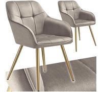 tectake® Sillas de Comedor Elegantes, Tapizado Aterciopelado, Respaldo Continuo, Sillas Comedor Modernas, Silla Dormitorio, Silla Nordica, Butacas de Salon - 2 Sillas Gris Topo