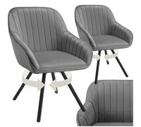 tectake® Sillas de Comedor Giratorias con Funda de Terciopelo, Acolchada, Respaldo Continuo, Silla Dormitorio, Silla con reposabrazos, sillas nordicas, Muebles Salon Modernos - 2 Sillas Gris