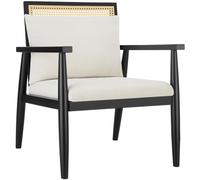 tectake® Sillón Vintage con Mimbre Vienés y Cojín Extraíble, Butaca de Salón con Reposabrazos y Gran Respaldo, Sillón Lectura, Sillón Relax de Fácil Montaje y Limpieza, Ideal Mueble Salón, Dormitorio