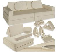 tectake® sofá Modular para niños, 8 Piezas, apilable, Sillon Infantil con Fundas Desmontables, sofá Cama Plegable, Acolchado Grueso, Cama Infantil Plegable, sillón Cama - 120 cm Beige