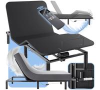 tectake® Somier de Láminas Regulable Eléctricamente Respaldo y Reposapiés, Mando a Distancia, Estructura de Acero, 6 Patas Ajustables, Apto para Colchones, Cubierta de Poliéster, Plegable, 90x200cm