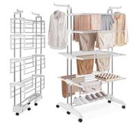 tectake® Tendedero de Torre 4 Pisos Plegable con Ruedas y Alas Abatibles