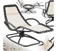 tectake® Tumbona Jardin Exterior, Mecedora Jardin Ergonómica con Balanceo, Capacidad de Carga: 120 kg, Impermeable, Textileno Transpirable, Sillas Tumbonas Terraza - Beige