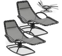 tectake® Tumbona Jardin Exterior, Mecedora Jardin Ergonómica con Balanceo, Cojín Desmontable, Reposabrazos Acolchados, Textileno Transpirable, Sillas Tumbonas Terraza - 2 Unidades Gris