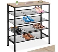 TecTake® Zapatero Entrada Recibidor Industrial, Recibidores de Entrada, Muebles de Salon de Madera, Organizador Zapatos, Estanteria - 75,5 x 30,5 x 85,5 cm Madera Industrial Clara, Roble Sonoma