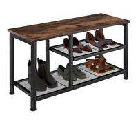 tectake® Zapatero Entrada Recibidor Industrial, Recibidores de Entrada, Muebles de Salon de Madera, Organizador Zapatos, Estanteria - 80 x 30 x 45,5 cm Madera Industrial Oscura, Rústica