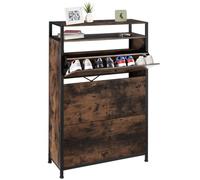 tectake® Zapatero Entrada Recibidor, Recibidores de Entrada, Estanteria Zapatos, Organizador Zapatos, Mueble Recibidor, Mueble Zapatero - 81 x 32 x 130 cm Madera Industrial Oscura, Rústica