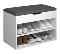 tectake® Zapatero Madera con cojín extraíble, estanteria Zapatero Ajustable, Mueble Entrada recibidor, Organizador Zapatos, Banco Madera para Guardar Zapatos - Blanco