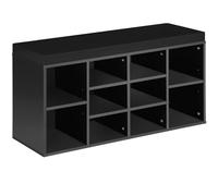 tectake® Zapatero Madera con cojín extraíble, estanteria Zapatero Ajustable, Mueble Entrada recibidor, Organizador Zapatos, Banco Madera para Guardar Zapatos - Negro