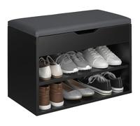 tectake® Zapatero Madera con Cojín Extraíble, Estanteria Zapatero Ajustable, Mueble Entrada Recibidor, Organizador Zapatos, Banco Madera para Guardar Zapatos - Negro