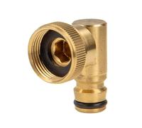 tecuro Conector de Grifo en ángulo con Acoplamiento y Rosca Interior de 3/4 Pulgadas, Giratorio 360 Grados, latón Desnudo