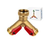 Tecuro - Divisor de 2 vías (1 pulgada, con válvulas de cierre para grifos), diseño con forma de Y