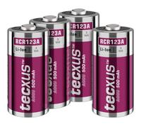 Tecxus Batería Recargable RCR123 (500 mAh, Adecuada para cámara de Seguridad inalámbrica Arlo/Cerradura de Puerta Digital, Detector de Humo y Sistema de Alarma/Linterna, Mando a Distancia), 70763
