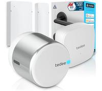 Tedee GO2 Alu Cerradura Inteligente con WiFi, Bluetooth y Sensor de Puerta, Acceso Remoto y Notificaciones por App, Bloqueo Automático sin Llave | Alexa, Google Home, Apple HomeKit, SmartThings Matter