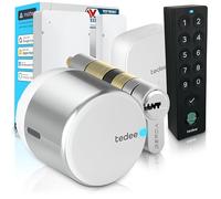 Tedee GO2 Alu Cerradura Inteligente con WiFi, Cilindro Exxo Smart, Huella Dactilar y Sensor de Puerta, Seguridad Clase 6, Acceso Remoto y Bloqueo Automático sin Llave | Alexa, Google, Apple, Matter
