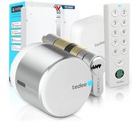 Tedee GO2 Alu Cerradura Inteligente con WiFi, Cilindro Exxo Smart, Huella Dactilar y Sensor de Puerta, Seguridad Clase 6, Acceso Remoto y Bloqueo Automático sin Llave | Alexa, Google, Apple, Matter