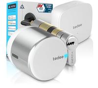 tedee GO2 Alu Cerradura Inteligente con WiFi y Bluetooth, Electrónica Kit con Cilindro Exxo Smart 31-62/31-62mm y Bridge, para Acceso Remoto y Desbloqueo Automático, Compatible con Alexa Google Matter