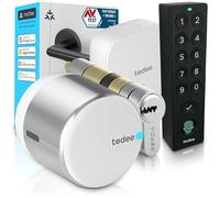 Tedee GO2 Alu Cerradura Inteligente WiFi con Cilindro Exxo Smart, Bridge y Teclado Keypad PRO, Cerradura Electrónica con Huella Dactilar y Código, Acceso Remoto, Compatible con Alexa, Google, Matter