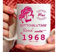Tee Design Taza 1968 cumpleaños mujer 56 años, idea regalo nunca subestimar a una mujer nacida en 1968 - Tazas para regalos divertidos - Gadget Divertido