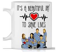 TeeDesign Taza Gadget Grey's Anatomy It's a beautiful day to save lives. Taza tributo para regalo serie TV