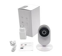 TEEKU Cámara inalámbrica enchufable para interiores, cámara WiFi para el hogar/bebé/detección inteligente, almacenamiento local, inclinación panorámica nocturna Pro para espectáculo 34 dB (blanco,