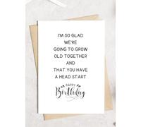 TEEMI Tarjeta de cumpleaños para marido mayor, novia mayor, con texto en inglés I'm So Glad We're Going To Grow Old Together and That You Have A Head Start