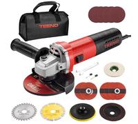 TEENO Amoladora Angular 125 MM 1000W 2000-12000 RPM Con 20 Accesorios, Radial Pequeña 125 mm, Amoladora Pequeña Para Cortar, Esmerilar y Pulir Metal, Madera, Cerámica y Piedra, Bolsa de Herramientas