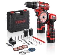 TEENO Kit taladro percutor y amoladora angular inalámbrica 16,8 V | 25+1 ajustes de par 45 Nm, amoladora 19500 rpm, incluye 2 baterías, ideal para bricolaje, carpintería y reparación de coches