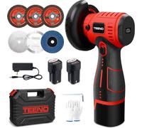 TEENO Mini amoladora angular de batería, 16,8 V, 19.500 r.p.m., mini amoladora flexible de 76 mm sin escobillas, con 2 baterías de 2000 mAh, cargador, 6 discos de corte y maletín