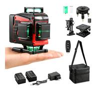 TEENO Mini Nivel Láser Verde, Nivel Laser Autonivelante 4D 16 Líneas 360° Auto-Niveling, 2x2400mAh Cargable, Ideal para Carpintería, Pintura & Exterior
