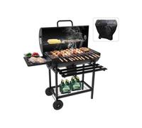 TEENO Parrilla para Barbacoa, Barbacoa de Carbóncon con Funda Impermeable y Antipolvo, Guantes y Pinzas Resistentes al Calor, Termómetro, Cajón para Cenizas y Rejillas de Ventilación Ajustables.