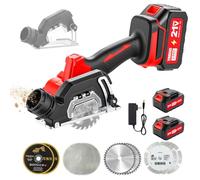 TEENO Sierra Circular con Guia, Sierra Circular de Mano 20000RPM | 2x 2,0Ah Baterías, Compatible con baterías Makita, 8 Hoja de Sierra 76mm, Ángulo ajustable 0-45°, Ideal para Cortar Madera