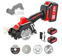 TEENO Sierra Circular con Guia, Sierra Circular de Mano 20000RPM | 2x 4,0Ah Baterías, Compatible con baterías Makita, 4 Hoja de Sierra 76mm, Ángulo ajustable 0-45°, Ideal para Cortar Madera