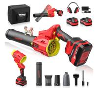 TEENO Soplador de Hojas, 2-in-1 Soffio e Aspirazione, 2x4,0Ah Baterías | Compatible con baterías Makita, 6 Velocidades Regulable, Max 230 km/h, Funzione Rotazione 180°, Set Completo Tubi