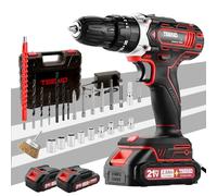 TEENO Taladro Atornillador Inalámbrico para Batería Makita de 21V 2 * 2,0 Ah Baterías,con Cepillo Antióxido de Metal, 45 Nm,25+1 Configuraciones de Par, 2 Velocidades, LED, 31 Accesorios y Maletín