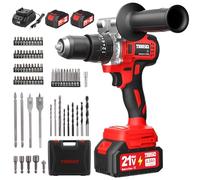 TEENO Taladro Atornillador Inalámbrico para Batería Makita de 21V 2 * 4,0 Ah Baterías,130 Nm Taladro Percutor Bateria,20+3 Configuraciones de Par,2 Velocidades, LED,76 Accesorios y Maletín
